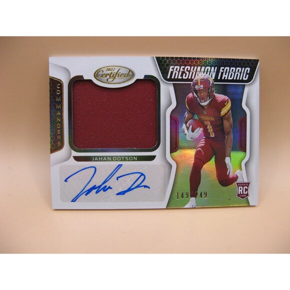 2022 Certified Jahan Dotson Freshman Fabric #214 Rookie RC Patch Auto RPA /249 - Picture 1 of 2